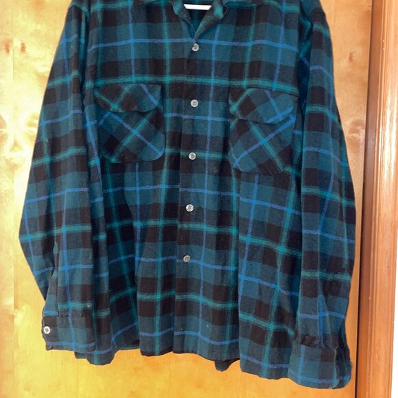 Pendleton Flannel Forest Green Men's XL Long Sleeve 100% Pure Virgin Wool - Picture 2 of 6